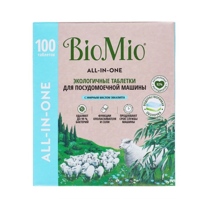 Таблетки для посудомоечной машины BioMio BIO-TABS MULTI с эвкалиптом, 100 шт Таблетки для посудомоечной машины BioMio BIO-TABS MULTI с эвкалиптом, 100 шт