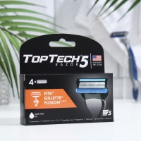 Сменные кассеты Toptech Razor 5, совместимые с Gillette Fusion 5, 4 шт. с 5 лезвиями