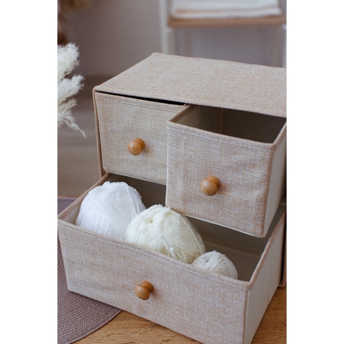 Короб LaDо́m «Франческа», 3 выдвижных ящика, 30×20×28 см, цвет бежевый Короб LaDо́m «Франческа», 3 выдвижных ящика, 30×20×28 см, цвет бежевый
