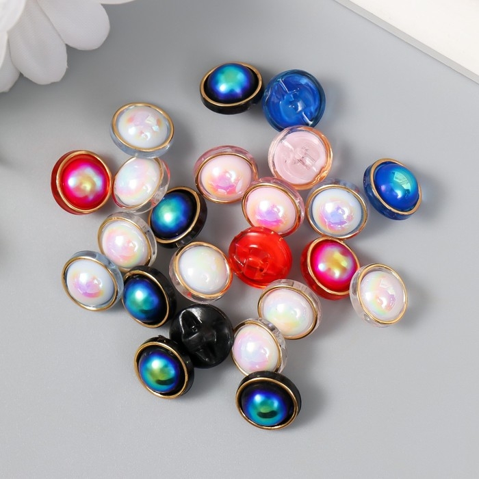 Пуговицы пластик для творчества на полуножке Пуговицы пластик для творчества на полуножке "Шарик с обводкой" набор 20 шт 1,2х1,2 см