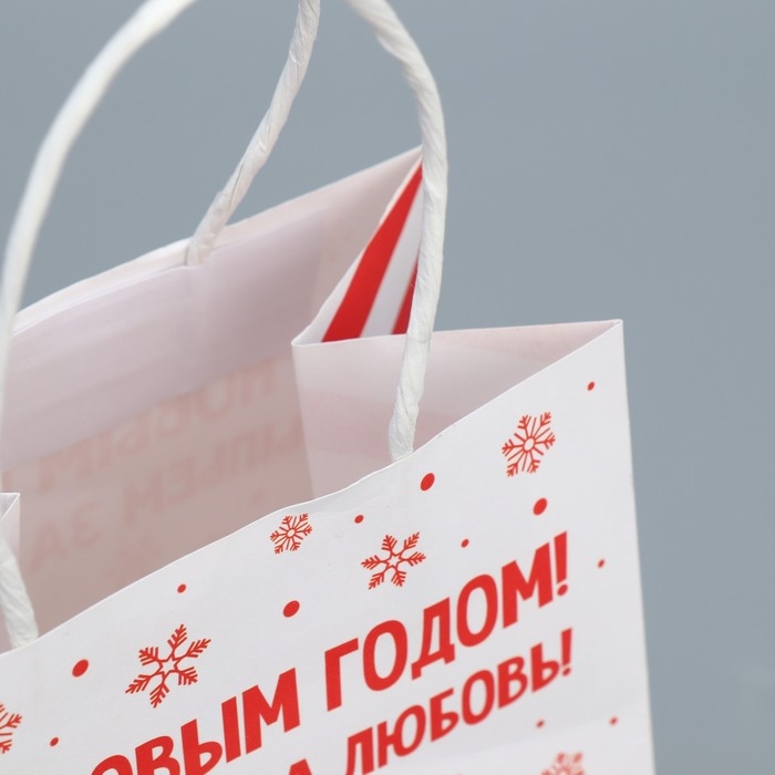 Пакет подарочный новогодний крафтовый «За любовь», 12 х 21 х 9 см, Новый год Пакет подарочный новогодний крафтовый «За любовь», 12 х 21 х 9 см, Новый год