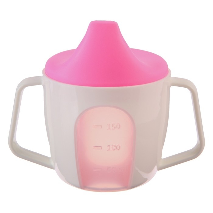 Поильник - чашечка 2 в 1 детский тренировочный, твердый носик, 150 мл., с ручками, цвет розовый Поильник - чашечка 2 в 1 детский тренировочный, твердый носик, 150 мл., с ручками, цвет розовый