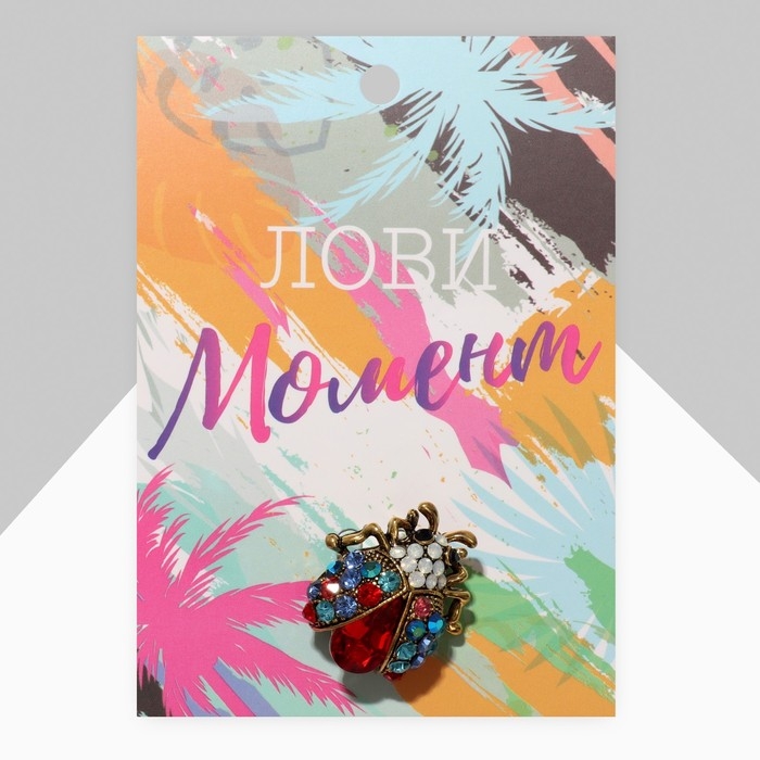 Брошь «Жучок» маленький, цветная в чернёном золоте Брошь «Жучок» маленький, цветная в чернёном золоте