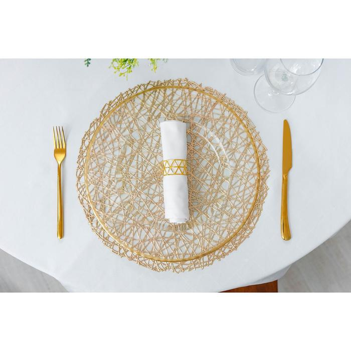 Салфетки сервировочные на стол Доляна «Паутинка», d=38 см, 4 шт, цвет золотой Салфетки сервировочные на стол Доляна «Паутинка», d=38 см, 4 шт, цвет золотой