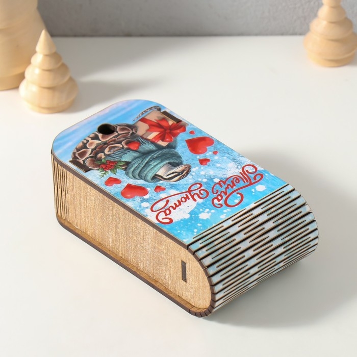 Новогодняя шкатулка-книга  Новогодняя шкатулка-книга "Змея. Тепла и уюта" 13х7х4 см
