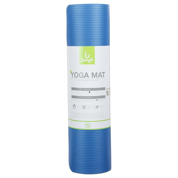 Коврик для йоги Sangh, 183×61×1 см, цвет синий Коврик для йоги Sangh, 183×61×1 см, цвет синий