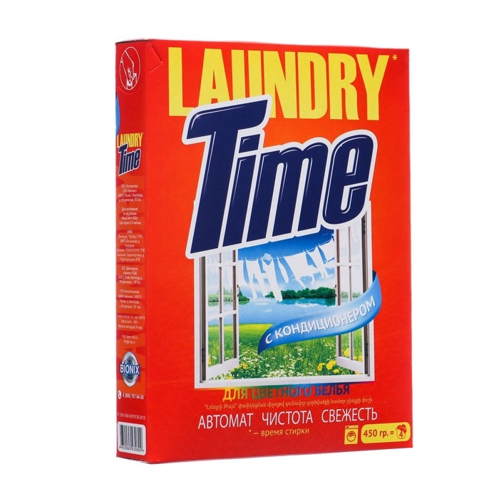 Стиральный порошок  Стиральный порошок "LAUNDRY TIME" универсал, автомат для цветного белья 450 гр