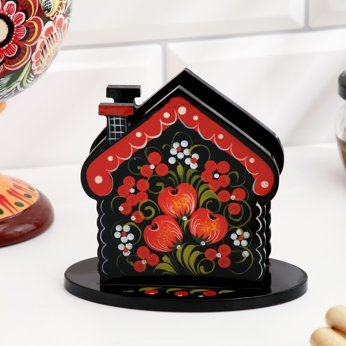 Салфетница «Домик», 7 х 10 см, хохлома Салфетница «Домик», 7 х 10 см, хохлома