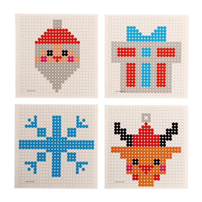 Термомозаика на новый год «Дед Мороз» с пинцетом, новогодний набор для творчества Термомозаика на новый год «Дед Мороз» с пинцетом, новогодний набор для творчества