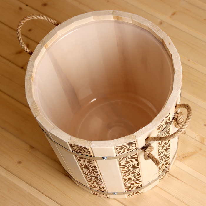 Запарник из липы, 18 л,  пластиковая вставка, ручка-веревка (Рисунок  1) Запарник из липы, 18 л,  пластиковая вставка, ручка-веревка (Рисунок  1)