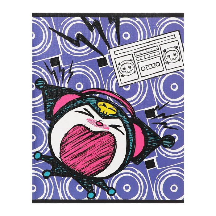 Тетрадь 48 листов в клетку Kuromi, обложка  Тетрадь 48 листов в клетку Kuromi, обложка "лен", УФ-лак, белизна 92%, блок 60 г/м2, МИКС