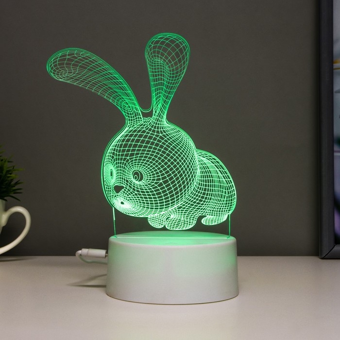 Светильник сенсорный  Светильник сенсорный "Кролик" LED 7 цветов USB/от батареек белый