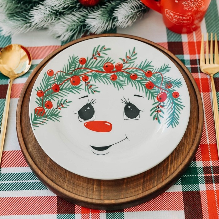 Новый год. Тарелка керамическая &laquo;Снеговик Снежок&raquo;, 20 см