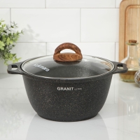 Кастрюля Granit ultra, 3 л, d=22 см, h=12.5 см, стеклянная крышка, антипригарное покрытие