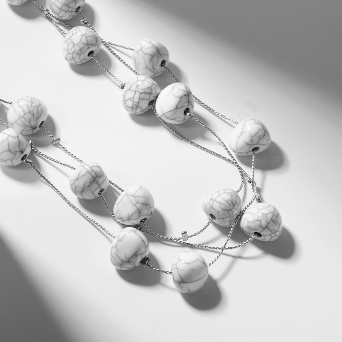 Бусы «Натурель» стиль, цвет белый в серебре, 140 см