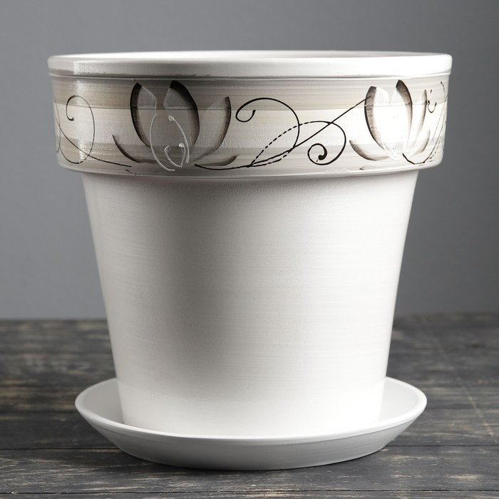 Горшок цветочный Лотос Белый 7 л Горшок цветочный Лотос Белый 7 л