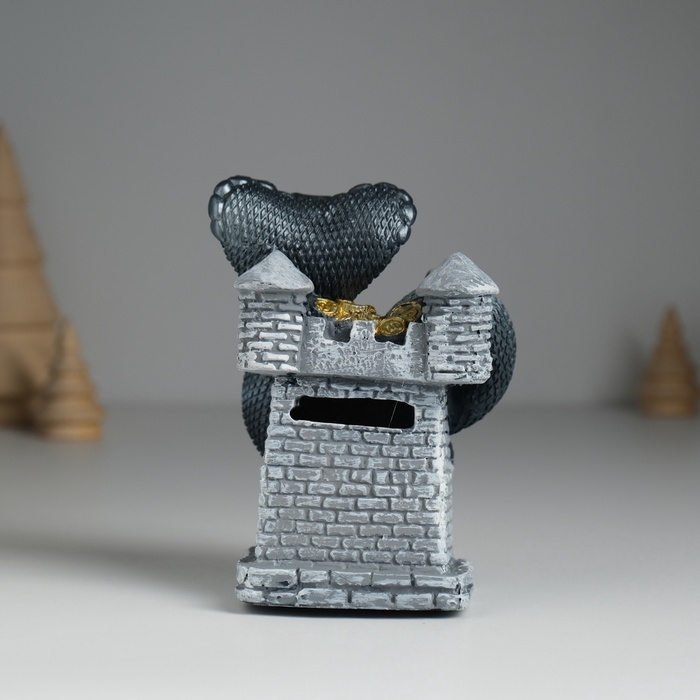 Копилка полистоун Копилка полистоун "Змея тёмная на башне" 7х6,5х10,3 см