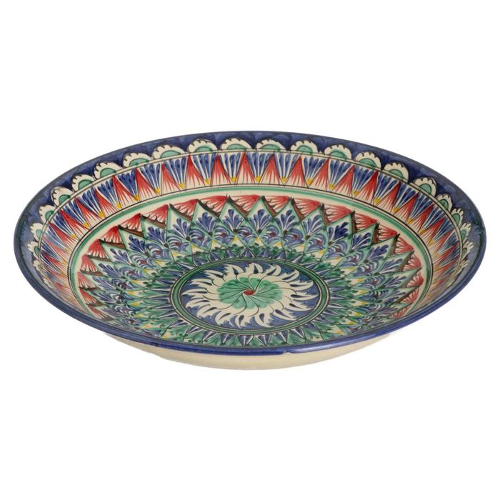 Ляган Риштанская Керамика  Ляган Риштанская Керамика "Узоры", 33 см, синий микс, глубокий