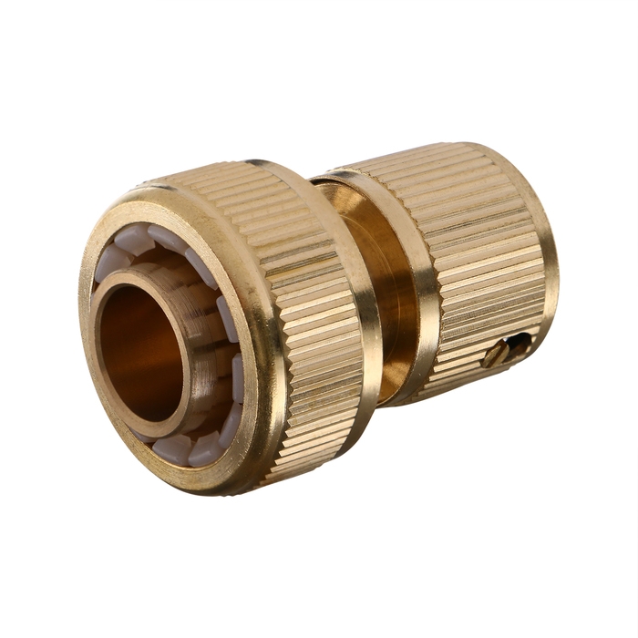 Коннектор с аквастопом, 3/4 Коннектор с аквастопом, 3/4" (19 мм), быстросъёмное соединение, латунь, Greengo
