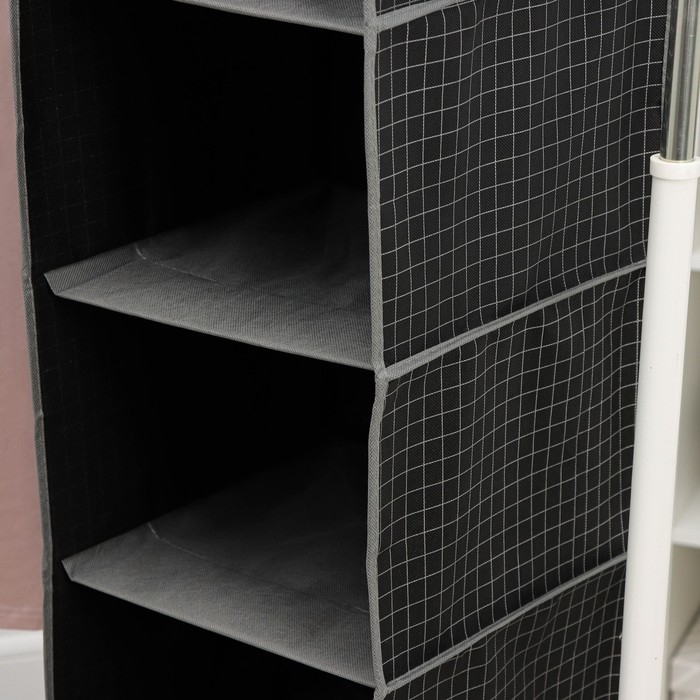 Органайзер подвесной Доляна «Кло», 4 отделения, 30×30×80 см, цвет чёрный Органайзер подвесной Доляна «Кло», 4 отделения, 30×30×80 см, цвет чёрный