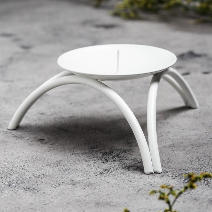 Подсвечник металл на 1 свечу Подсвечник металл на 1 свечу "Олимп", 4х11 см, белый