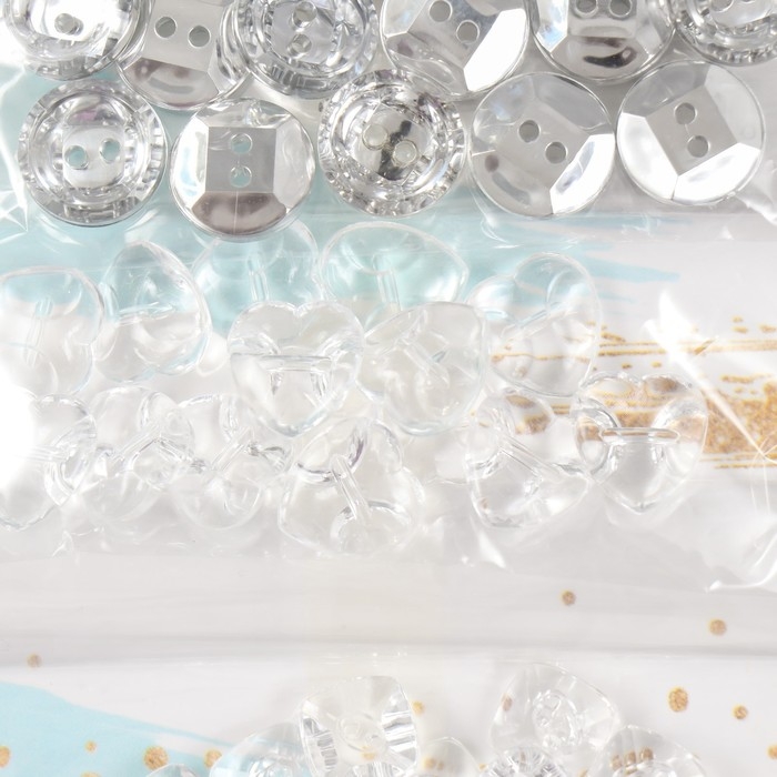 Пуговицы для творчества пластик "Кристаллы ассорти" набор 4 вида х 15 шт 20х10 см