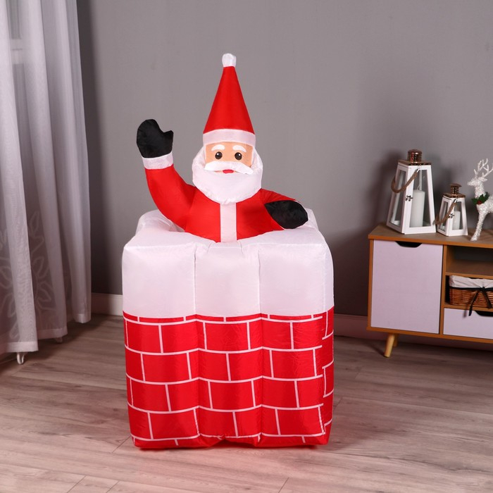 Надувная фигура  Надувная фигура "Дед Мороз" вылезает из трубы, 150 см