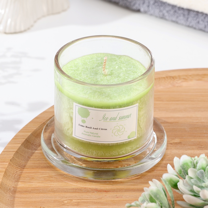 Свеча ароматическая в банке  Свеча ароматическая в банке "Dome", лайм, базилик и цитрус