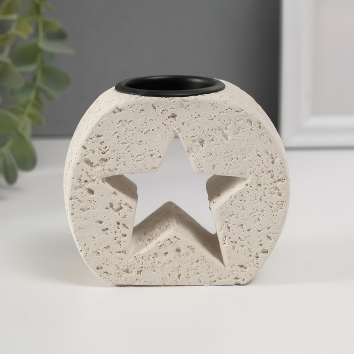 Подсвечник гипс, металл на 1 свечу Подсвечник гипс, металл на 1 свечу "Звезда в камне" d=3,8 см 5х9,6х8,5 см