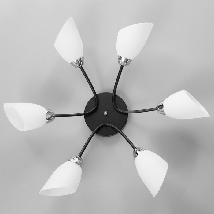 Люстра Люстра "Барра" 6х60Вт E14 черный-хром 74х74х19 см.