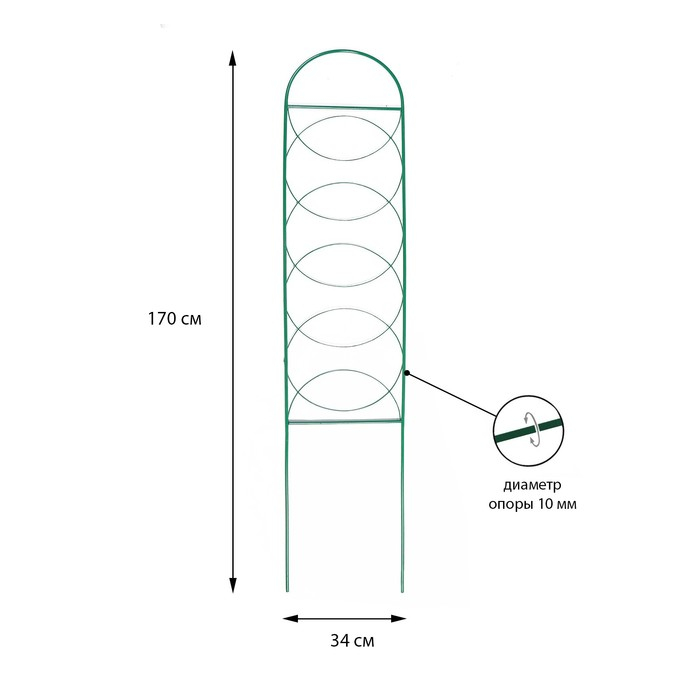 Шпалера, 170 × 34 × 1 см, металл, зелёная, «Кружок» Шпалера, 170 × 34 × 1 см, металл, зелёная, «Кружок»