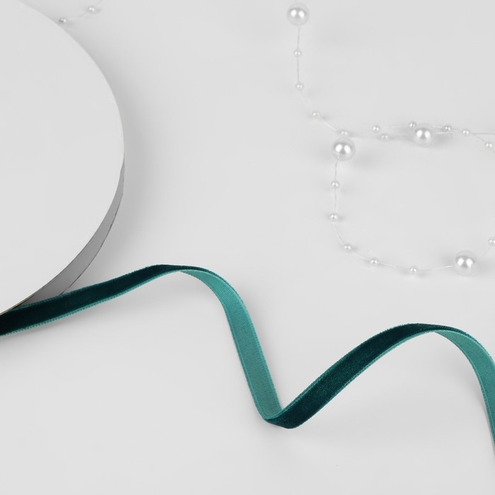 Лента бархатная, 6 мм, 18 ± 1 м, цвет изумрудный №34 Лента бархатная, 6 мм, 18 ± 1 м, цвет изумрудный №34