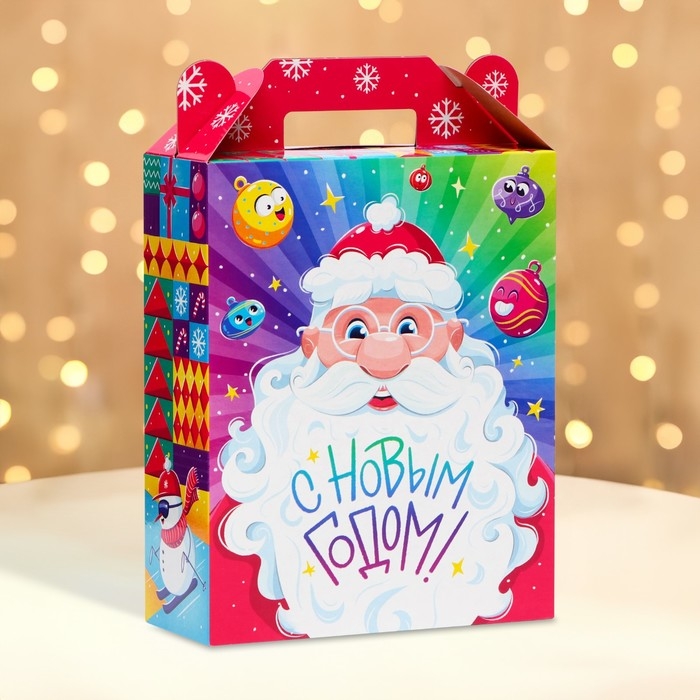 Новый год. Подарочная коробка новогодняя Фиеста 17 х 7 х 25,5 см. Новый год. Подарочная коробка новогодняя Фиеста 17 х 7 х 25,5 см.