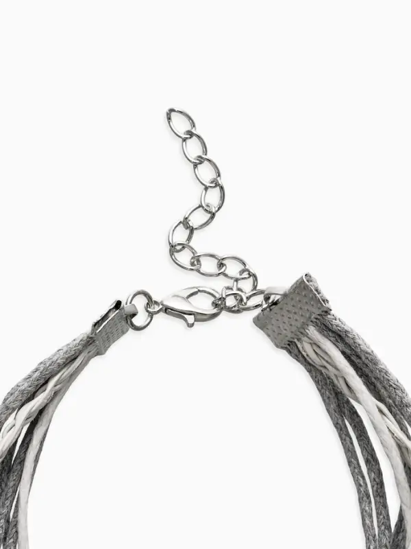 Браслет кожаный &laquo;Совы, веточка и знак бесконечности&raquo;, L=20 см, 5 нитей, белый, серый