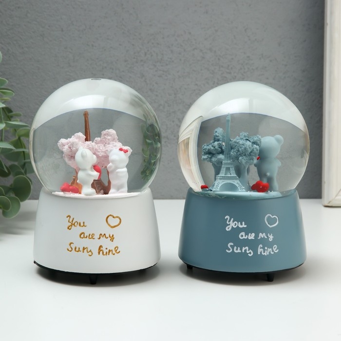 Сувенир полистоун водяной шар музыка и крутится Сувенир полистоун водяной шар музыка и крутится "Признание мишки" МИКС 10,5х10,5х15,5 см