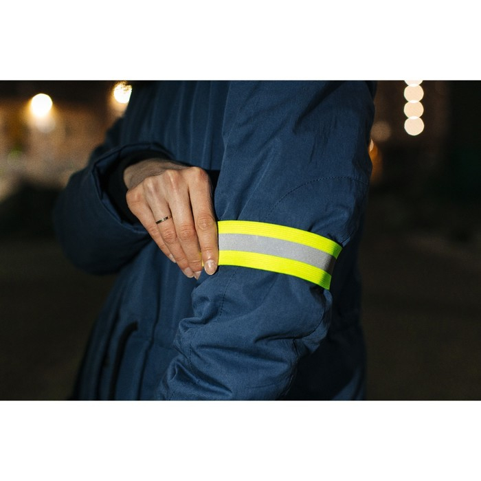 Светоотражающая лента-резинка, 50 мм, 10 ± 1 м, цвет салатовый Светоотражающая лента-резинка, 50 мм, 10 ± 1 м, цвет салатовый