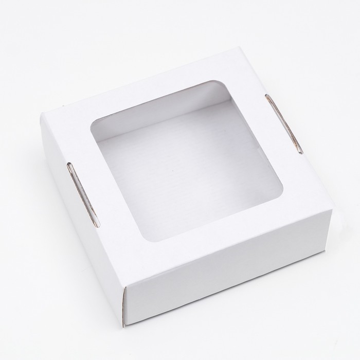 Коробка самосборная, с окном, крафт, белая, 16 х 16 х 6 см Коробка самосборная, с окном, крафт, белая, 16 х 16 х 6 см