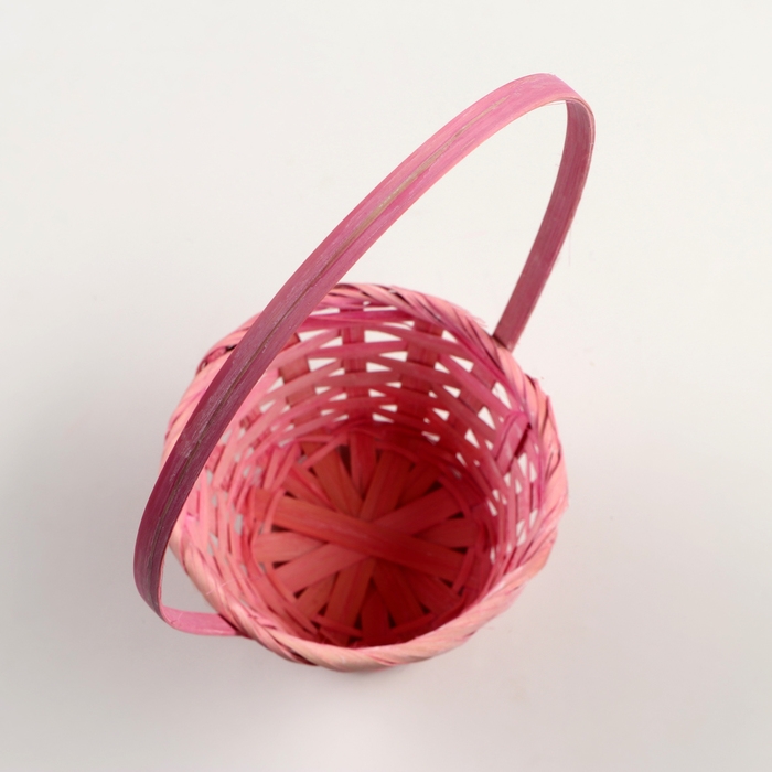 Корзина плетёная, D13 x H9,5/28см, бамбук, светло-розовая Корзина плетёная, D13 x H9,5/28см, бамбук, светло-розовая