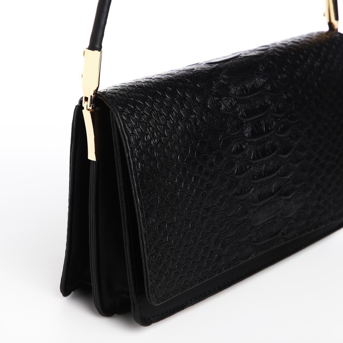 Сумка женская багет на клапане, цвет чёрный Сумка женская багет на клапане, цвет чёрный