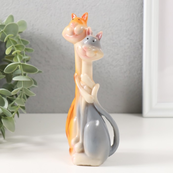 Сувенир полистоун обнимашки Сувенир полистоун обнимашки "Кот и кошка - полосатики" 16х7,8х5 см