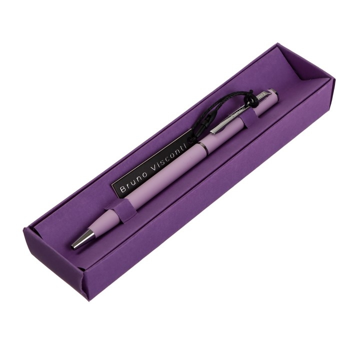 Ручка шариковая поворотная, 0.7 мм, Bruno Visconti Palermo, стержень синий, сиреневый металлический корпус, в футляре Ручка шариковая поворотная, 0.7 мм, Bruno Visconti Palermo, стержень синий, сиреневый металлический корпус, в футляре