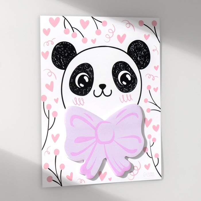 Магнит с блоком для записей Магнит с блоком для записей "Панда с бантом" 12,5х15,7 см