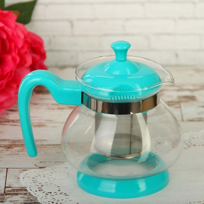 Чайник стеклянный заварочный «Мелодия», 750 мл, с металлическим ситом, цвет МИКС Чайник стеклянный заварочный «Мелодия», 750 мл, с металлическим ситом, цвет МИКС