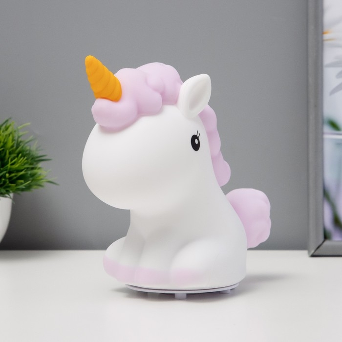 Ночник-мякиш Ночник-мякиш "Антистресс единорог" LED бело-фиолетовый 18х10х16 см