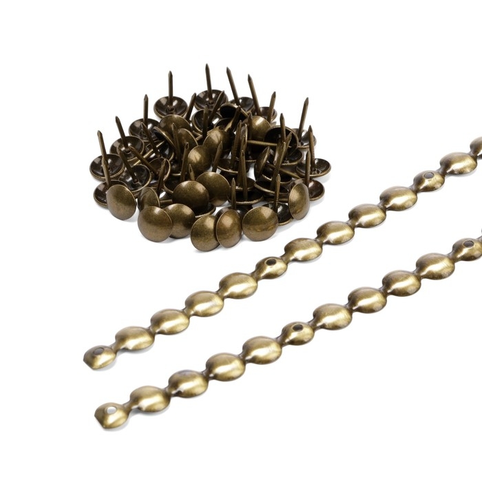 Лента декоративных гвоздей ТУНДРА, длина 1 м, 11х16 мм, бронза, 10 шт Лента декоративных гвоздей ТУНДРА, длина 1 м, 11х16 мм, бронза, 10 шт