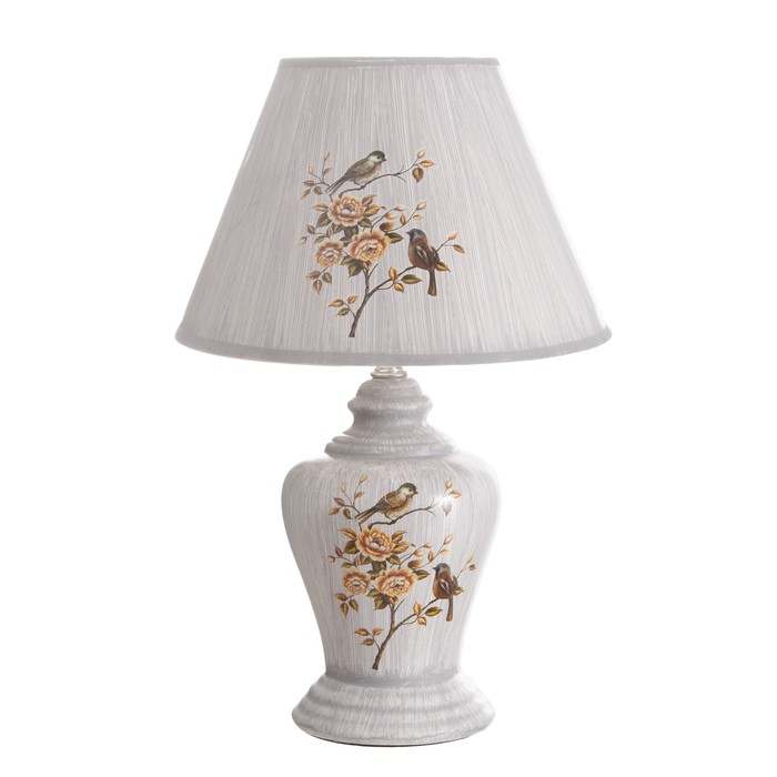 Лампа настольная "Птица в цветочном саду" серая Е14 220В 35,5х24,5х24,5 см