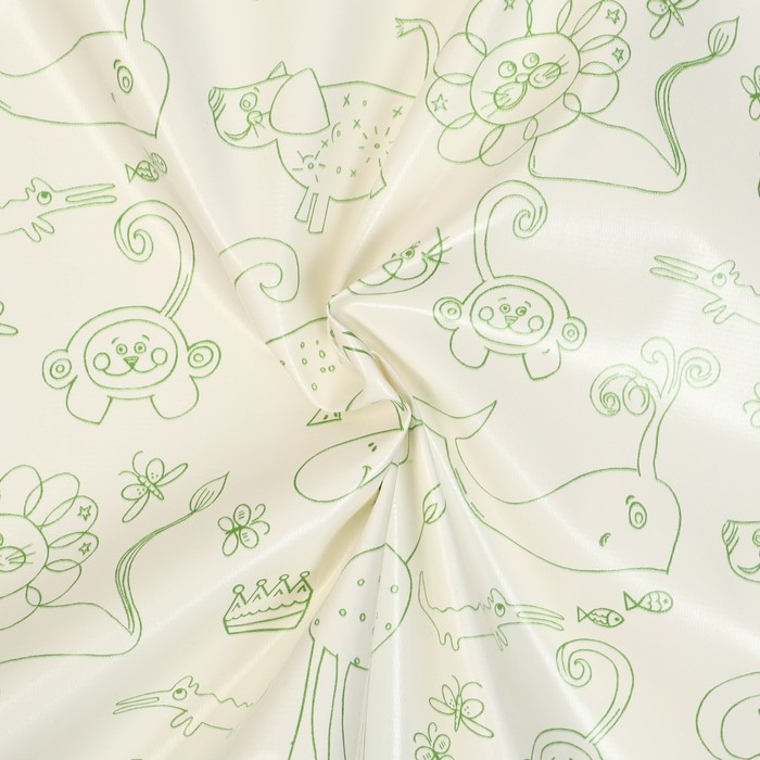 Клеенка детская «Мультики», р-р. 100х140 см., без окантовки, цвет белый/зеленый Клеенка детская «Мультики», р-р. 100х140 см., без окантовки, цвет белый/зеленый
