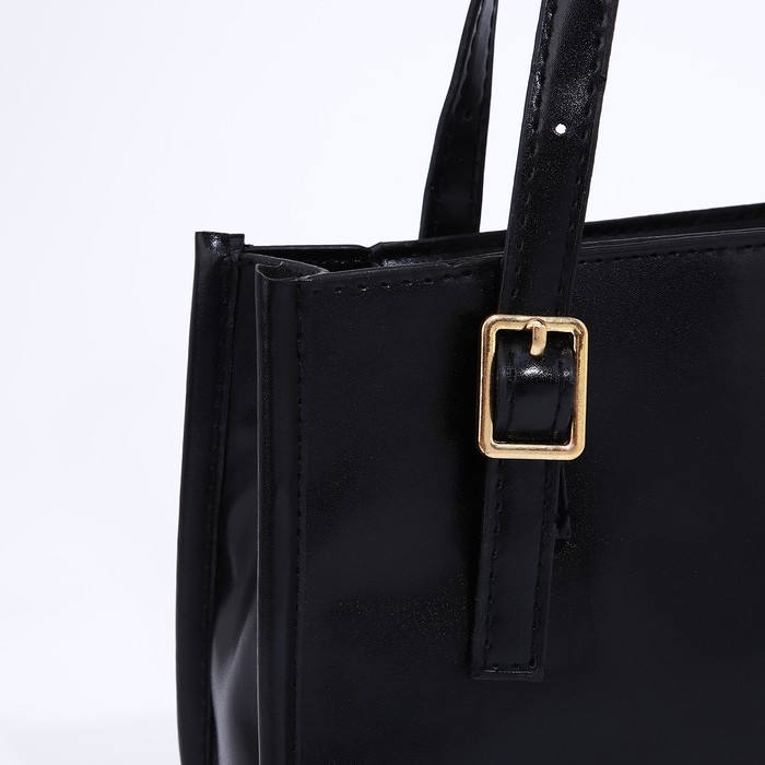 Сумка женская тоут на молнии, цвет чёрный