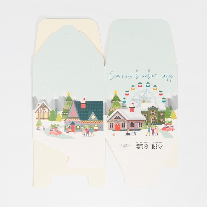 Коробка подарочная новогодняя складная «Город новогодний», 12 х 12 х 12 см, Новый год Коробка подарочная новогодняя складная «Город новогодний», 12 х 12 х 12 см, Новый год