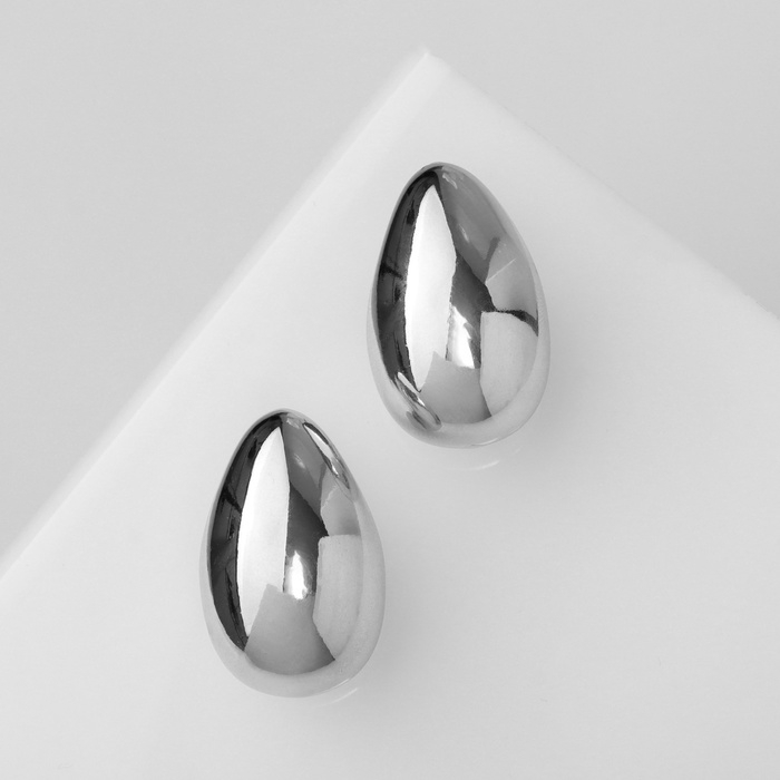 Серьги пластик «Капля» структура мах, цвет серебро Серьги пластик «Капля» структура мах, цвет серебро